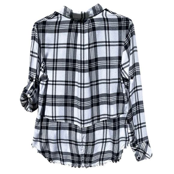 ANTHROPOLOGIE CLOTH & STONE Women’s Black and White Plaid Flannel - Picture 5 of 6